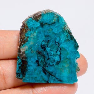 Crisocolla naturale a forma di fetta grezza, pietra preziosa sciolta per la creazione di gioielli, 73 carati, 37 x 32 x 5 mm (fetta come da immagine)