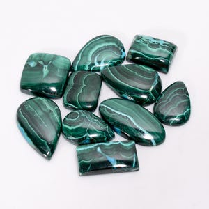 Cabochão de malaquita crisocola natural, pedra preciosa solta, lote com 10 peças para fazer joias, peso 218 quilates, tamanho 17 x 14,29 x 14 mm (cabine conforme a imagem)