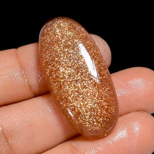 Cabochon de forme ovale de pierre de lune pêche naturelle, pierre précieuse en vrac pour la fabrication de bijoux, 28 carats 34 x 15 x 5 mm (pierre comme sur la photo)