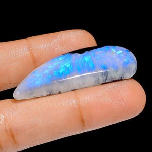 Cabochon naturel en forme de pierre de lune arc-en-ciel, pierre précieuse en vrac pour la fabrication de bijoux, 37 carats. 42 x 14 x 5 mm (pierre comme image)