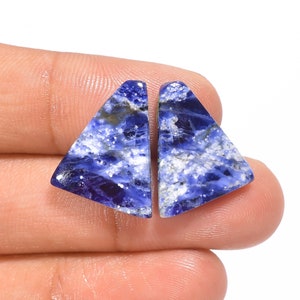 Natur Sodalith Cabochon Blau Paar Stein Sodalith Paar Blau Fancy Form Paar Stein Blau Paar 19X15X4 mm Größe 15 Karat ( Paar wie Bild
