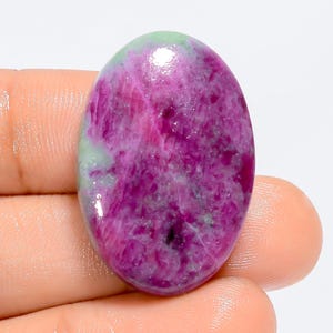 Cabochon de rubis naturel, cristal de rubis rose, pierre précieuse de rubis en vrac, pierre de rubis polie des deux côtés, forme ovale 30 x 20 x 6 mm (pierre comme sur la photo)