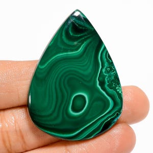 Malachite naturale a forma di pera, pietra preziosa sciolta cabochon per la creazione di gioielli, 85 carati, 44 x 33 x 5 mm (malachite come da foto).