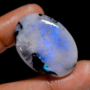 Natürlicher Regenbogen Mondstein Oval Form Cabochon Lose Edelstein für die Herstellung von Schmuck 47 Ct. 32X23X5mm (Stein wie in Abbildung)
