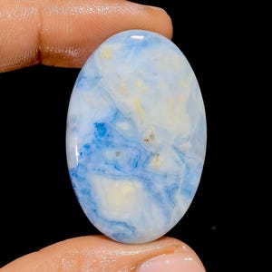 Natürliche Blaue Scheelite ovale Form Cabochon lose Edelstein für die Herstellung von Schmuck 44 Ct. 36X23X4 mm (Stein wie Abbildung)