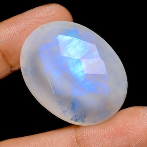 Pedra da lua natural em formato oval facetada solta, pedra da lua cortada para fazer joias 67 Ct. 33X25X8 mm (pedra como na imagem)