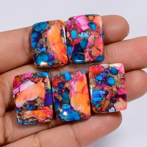 Pietra preziosa naturale a forma di cabochon di turchese ostrica radiante, 5 pezzi, lotto per realizzare gioielli, 85 carati, 20 x 15, 21 x 16 mm (pietra come da foto)