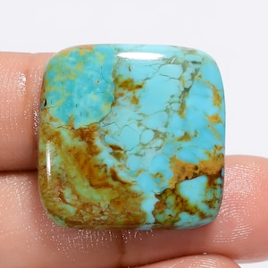 Natuurlijke Kingman-turkoois cabochon, hemelsblauw turkoois kristal, kussenvorm Kingman-turkoois edelsteen, maat 23 x 23 x 5 mm, gewicht: 27 karaat