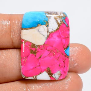 Barbe à papa turquoise forme rayonnante cuivre turquoise cabochon pierre précieuse en vrac pour la fabrication de bijoux 30 Ct 29X20X5 mm (Pierre comme sur l'image)