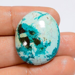 Pietra preziosa cabochon ovale naturale di turchese tibetano per la creazione di gioielli, 30 carati, 26 x 22 x 7 mm (pietra come da foto).