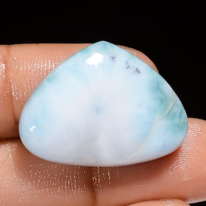 Pietra preziosa sfusa cabochon a forma di cuore in larimar naturale, pectolite, per la creazione di gioielli, 29 carati, 19 x 26 x 5 mm (pietra come da immagine)