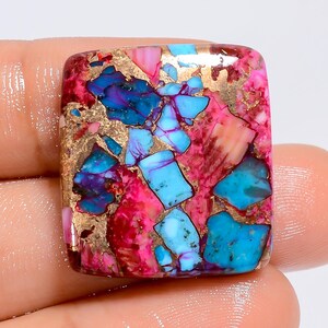 Oyster Turchese Radiant Shape Cabochon Pietra preziosa sciolta per la creazione di gioielli 34 carati. 23X21X5 mm (pietra come da foto)