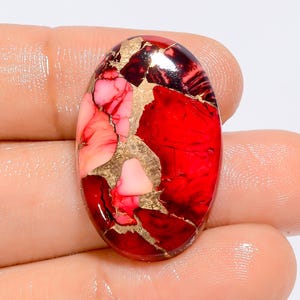 Cabujón de turquesa de búfalo rojo ovalado, piedra preciosa suelta para joyería, 20 ct, 28 x 18 x 4 mm (piedra como en la imagen)