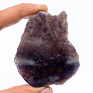 Tranche de pierre naturelle en iolite, pierre de soleil brute, pierre de palmier brute, 66 x 55 x 8 mm, 226 carats, pierre de soleil iolite brute, forme fantaisie (tranche comme sur l'image
