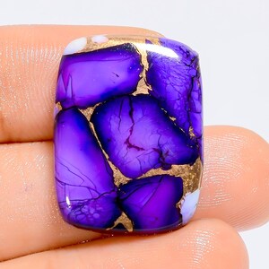Natürliche Lila Kupfer Türkis Cabochon Strahlende Form Cabochon Edelstein für die Herstellung von Schmuck 24 Ct. 25X18X5 mm (Stein wie Abbildung)