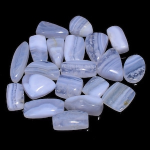 Lote de pedra preciosa de ágata de renda azul natural, lote de 20 peças, 11x9 21x6 mm, tamanho misto, cabochão de renda azul, lote de pedras azuis (renda azul como imagem)
