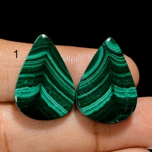 Paire de cabochons assortis en malachite naturelle, paire de pierres précieuses de malachite africaine, cristal de malachite, paire assortie de créateur pour la fabrication de boucles d'oreilles