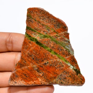 Maravilhosa qualidade superior 100% natural unakite fatia de formato extravagante pedra preciosa solta para fazer joias 68x65x7 mm 259 ct.