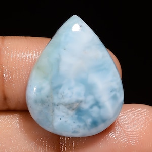 Larimar naturale a forma di pera, pietra preziosa sfusa, pectolite, pietra preziosa per la creazione di gioielli, 26 carati, 24 x 19 x 6 mm (pietra come da foto).