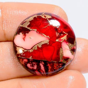 Roter Büffel-Türkis Cabochon runde Form Cabochon lose Edelstein für die Herstellung von Schmuck 25 Ct. 23X23X5 mm (Stein wie Abbildung