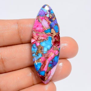 Pietra preziosa naturale sfusa a forma di cabochon di turchese ostrica marquise per la creazione di gioielli, 44 carati, 45 x 15 x 5 mm (pietra come da foto)