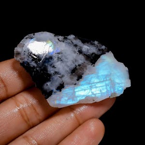 Pedra da lua arco-íris natural, formato extravagante, ambos os lados, polido, fatia, pedra preciosa solta para fazer joias, 101 Ct. 55X34X8 mml (fatia conforme a imagem)