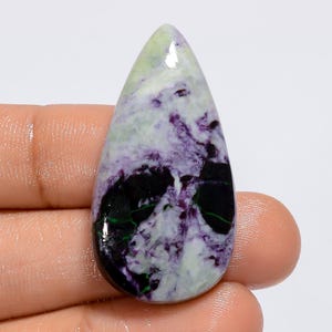 Pietra preziosa sciolta a forma di pera di kammerite naturale, cabochon, per la creazione di gioielli, 49 carati, 38 x 19 x 6 mm (pietra come da foto)
