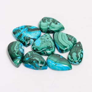 Lot de 8 pierres précieuses malachite chrysocolle naturelle cabochon pour la fabrication de bijoux 198 Ct 23X21 24x16 mm (Pierre comme sur l'image)