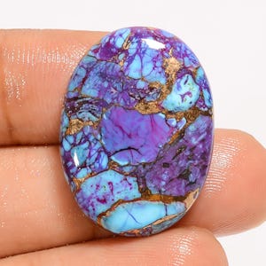 Natürliche Lila Mohave Kupfer Türkis Oval Form Cabochon Lose Edelstein für die Herstellung von Schmuck 28 Ct. 26X19X6 mm (Stein wie Abbildung