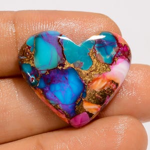 Cabochon a forma di cuore di turchese spinoso naturale, pietra preziosa sfusa per la creazione di gioielli, 22 carati, 22 x 25 x 5 mm (pietra come da foto).