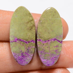 Natur-Stichtit-Paar Cabochon Oval Lila Stichtit-Kristallpaar Flachboden Lila Paar-Stein 29X12X4 mm Größe 25 Karat-Paar