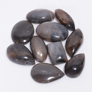 Natürliche Grau Mondstein Cabochon Glatt Poliert Grau Mondstein Kristall Lot 23X13 26X18 mm Größe 175 Karat 10 Stück Lot Grauer Mondstein