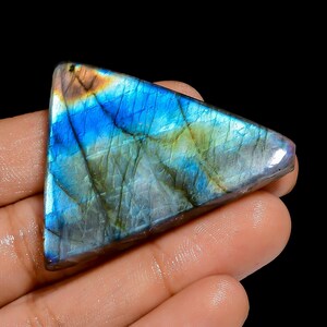 Cabochon de labradorite naturelle de forme fantaisie, pierre précieuse en vrac pour la fabrication de bijoux, 75 carats Cristal de labradorite 44 x 39 x 6 mm (pierre comme sur la photo)
