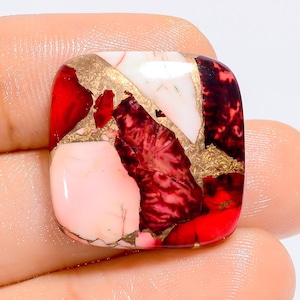 Roter Büffel-Türkis-Cabochon-Kissenform-Cabochon-Edelstein für die Herstellung von Schmuck 23 Ct. 21X21X5 mm (Stein wie Abbildung