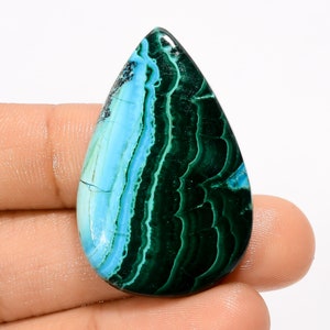 Natuurlijke chrysocolla-malachiet edelsteen peer groene lucht Malachiet chrysocolla 37 x 24 x 5 mm Maat 52 karaat peervorm chrysocolla (cabine als foto