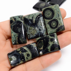 Natural Kambaba Jasper Gemstone Green Star Galaxy Jasper Crystal 10 Pieces Lot 21X14 31X15 mm Size Green Crystal Lot ( Stones as picture