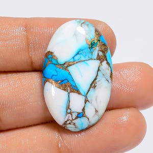 Cabochon ovale turchese blu ghiaccio, pietra preziosa sfusa per la creazione di gioielli, 23 ct, 30x19x5 mm (pietra come da immagine)