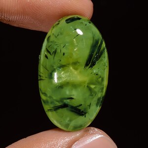 Cabochon en préhnite naturelle de forme ovale, pierres précieuses en vrac pour la fabrication de bijoux, 41 carats 28 x 16 x 9 mm (pierre comme sur la photo)