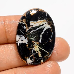 Cabochon ovale in turchese naturale di rame nero, pietra preziosa sfusa per la creazione di gioielli, 29 ct, 30x21x5 mm (come da foto).