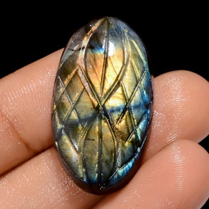 Labradorita natural forma ovalada tallada piedra preciosa suelta 37 quilates 31X17X7 mm para hacer joyas
