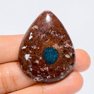Pietra preziosa sciolta a forma di pera di cavansite naturale per la creazione di gioielli, 62 carati, 39 x 31 x 6 mm (pietra come da foto)