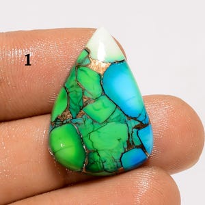 Cabochon di turchese naturale verde blu rame, pietra preziosa di turchese rame spinoso, cristallo di turchese multicolore (pietra come da immagine)