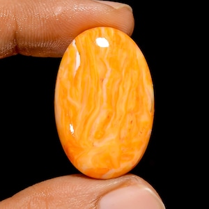 Cabochon ovale turquoise orange, pierre précieuse en vrac de 27 carats pour la fabrication de bijoux 30X19X5 mm (Pierre comme sur l'image)