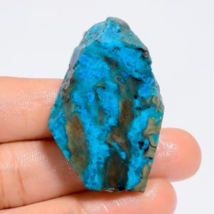 Crisocolla naturale a forma di fetta grezza, pietra preziosa sciolta per la creazione di gioielli, 72 carati, 43 x 27 x 6 mm (fetta come da immagine)