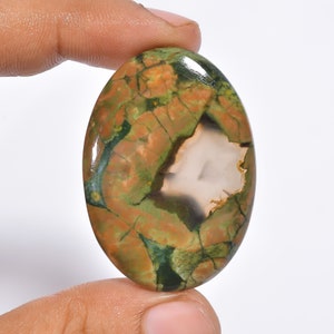 Natural Rhyolite Gemstone Oval Large Gemstone Rhyolite Cabochon Oval Rhyolite Stone 43X30X6 mm Size 60 Carat Rhyolite ( Rhyolite  as picture