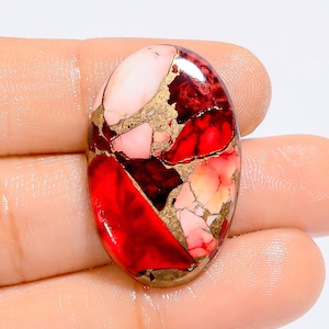 Cabochon di turchese Red Buffalo, forma ovale, pietra preziosa sfusa per la creazione di gioielli, 24 carati, 31 x 19 x 4 mm (pietra come da immagine)