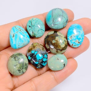 Cabochon di turchese tibetano naturale, pietre preziose sfuse, lotto da 10 pezzi, per realizzare gioielli, 100 ct, 16 x 14, 19 x 16 mm (pietra come da foto).