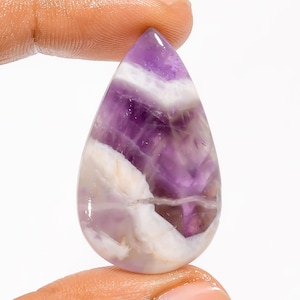 Ametista Chevron naturale a forma di pera, pietra preziosa sciolta cabochon per la creazione di gioielli, 31 carati, 36 x 21 x 5 mm (come da foto).