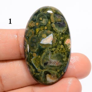 Cabochon de rhyolite naturel de la forêt tropicale humide, pierre précieuse en vrac, cristal de rhyolite pour la fabrication de bijoux, cadeau pour elle (pierre comme sur l'image)