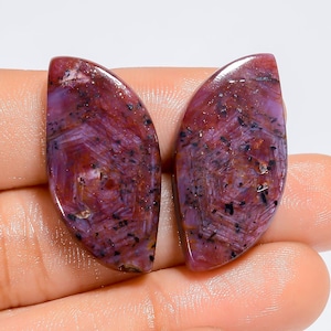 Par de pedras preciosas naturais trapiche rosa safira cabochão em formato extravagante para fazer brincos 62 Ct. 30X14X3 mm (par como na imagem)